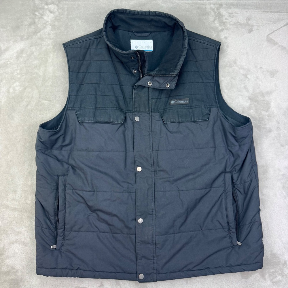 Columbia Puffer Vest Mens XXL Black Regular Quilted Outdoor Hiking Gorpcore
